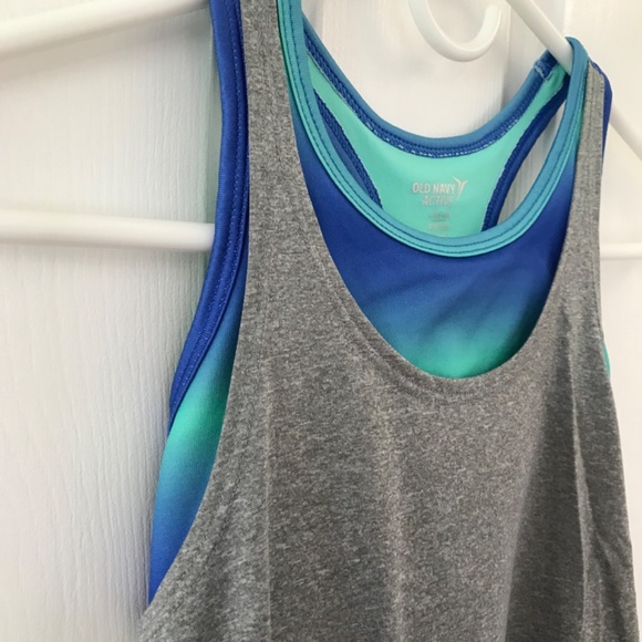 Old Navy Active gray blue green Go Dry Sports Tank Bra Girls 10 / 12 (Big Kids) - Picture 5 of 16